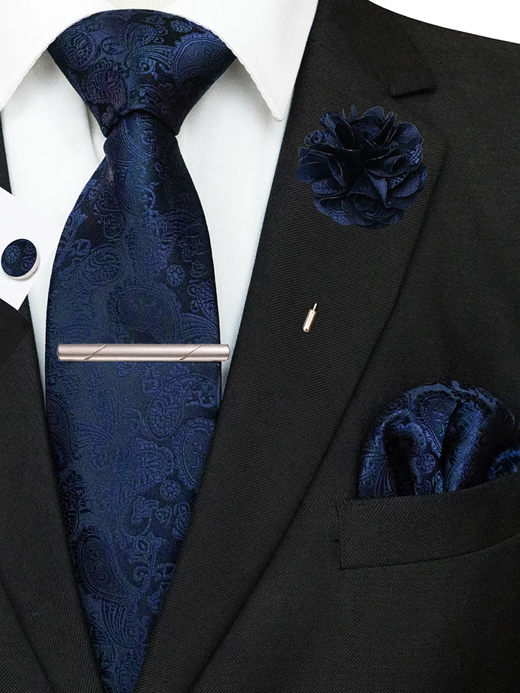 ربطة عنق بيزلي أرجوانية مع بروش ربطة عنق زفاف أنيقة للرجال أزرار أكمام منديل مشبك ربطة عنق الصدار ملحقات حفلات الأعمال