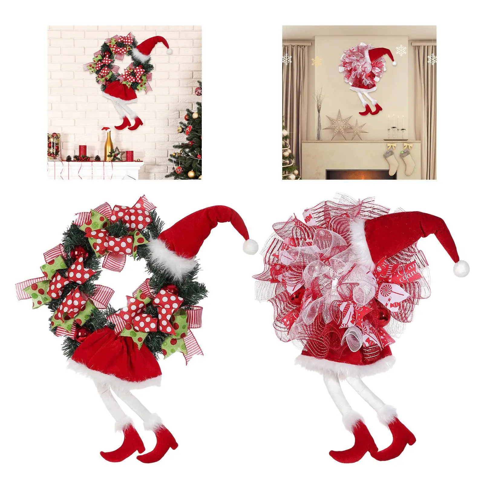 Christmas Elf Legs Wreath Front Door Wreath Home Decor Display Creative