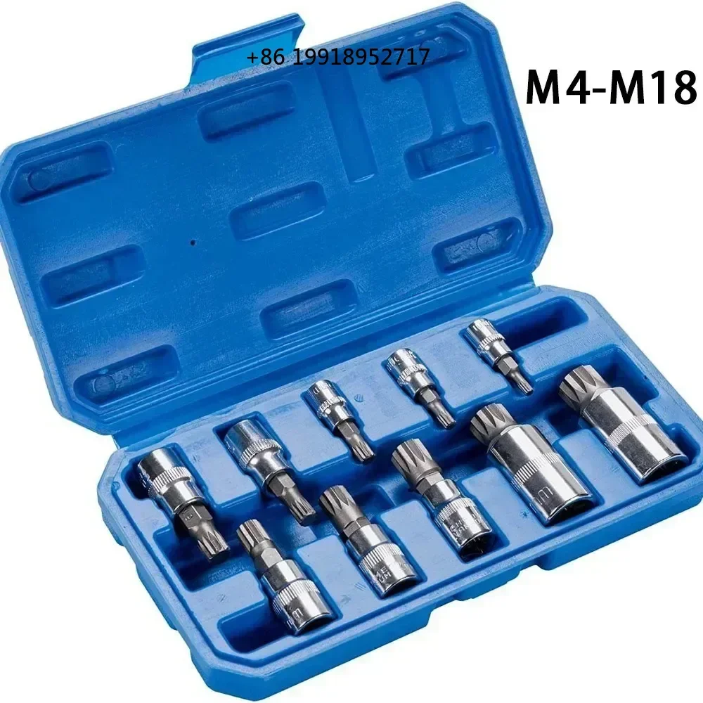 Professional 10 xzn 12 point three-way spline bit socket sleeve with high quality automotive tool sleeve