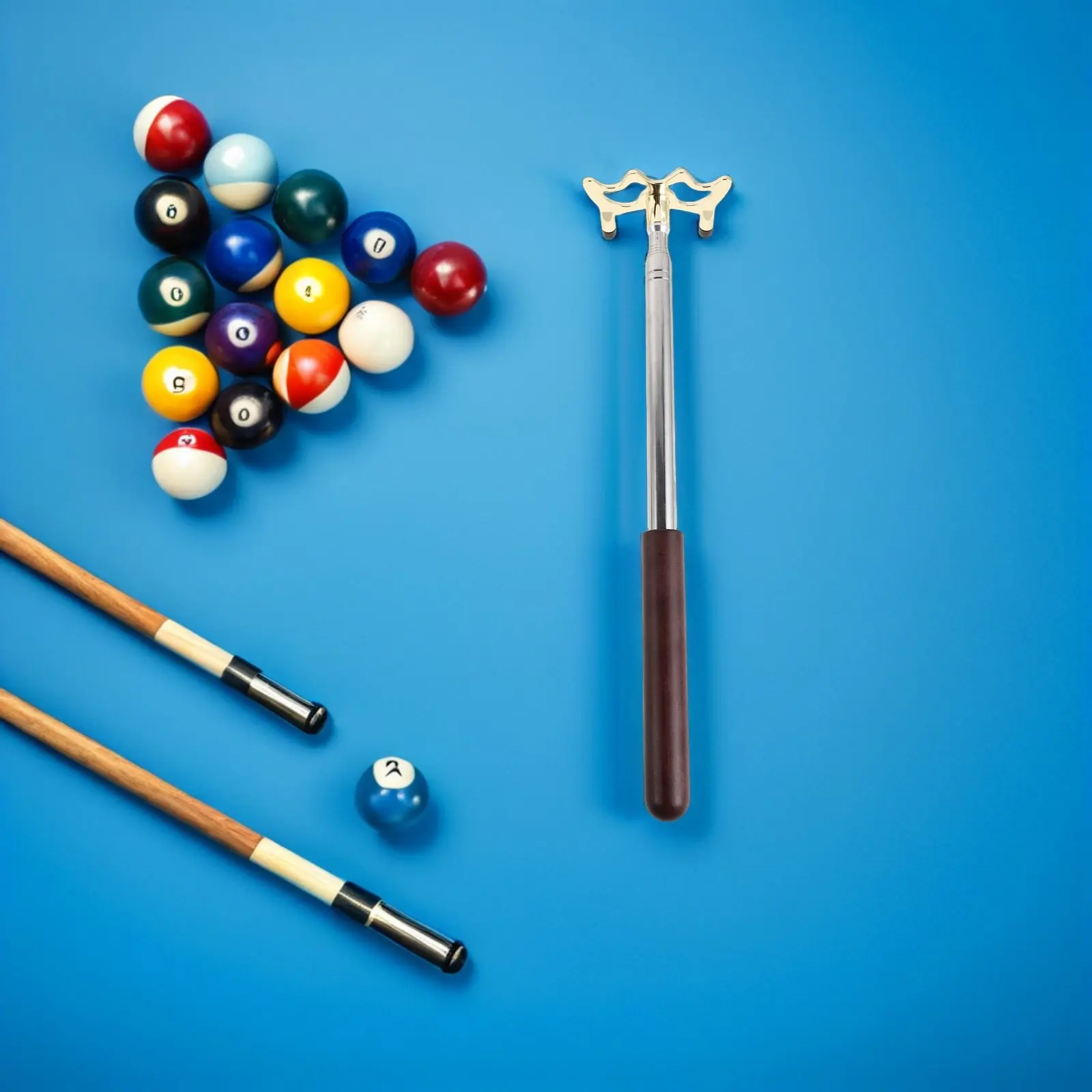 

Retractable Pool Bridge Stick Adjustable 14-65.7inch Snooker Cue Rest Stick Wood Handle Removable Head Billiards Accessory Pool