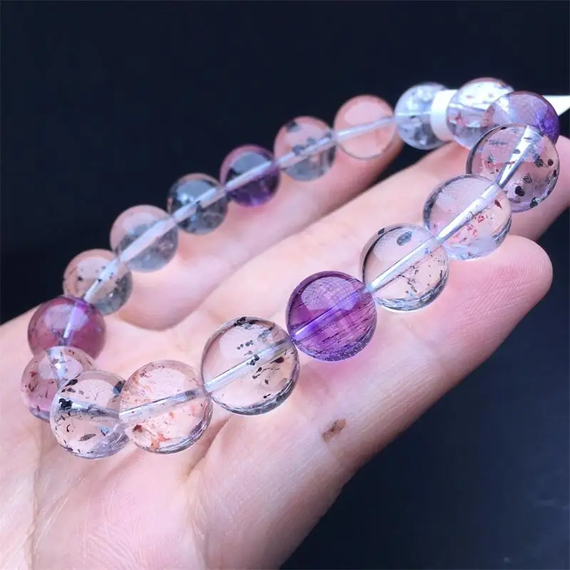 10MM Natural Black Super Seven Quartz Bracelet String Charms Handmade Fortune Energy Woman Amulet Jewelry Gift 1PCS