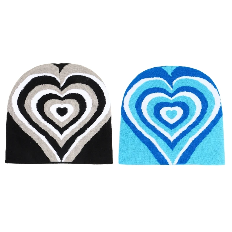 

Adult Knitted Embroidery Heart Hat Cute Students Outdoor Cycling Skiing Hat Lovely Cold Winter Keep Warm Hat for Couple