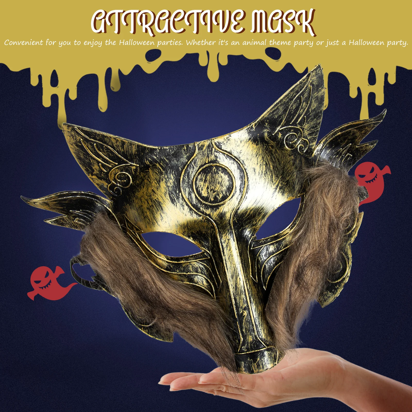 

2 Pcs Wolf Head Mask Cosplay Animal-design Party Performance Costume Accessory Decorative Make up