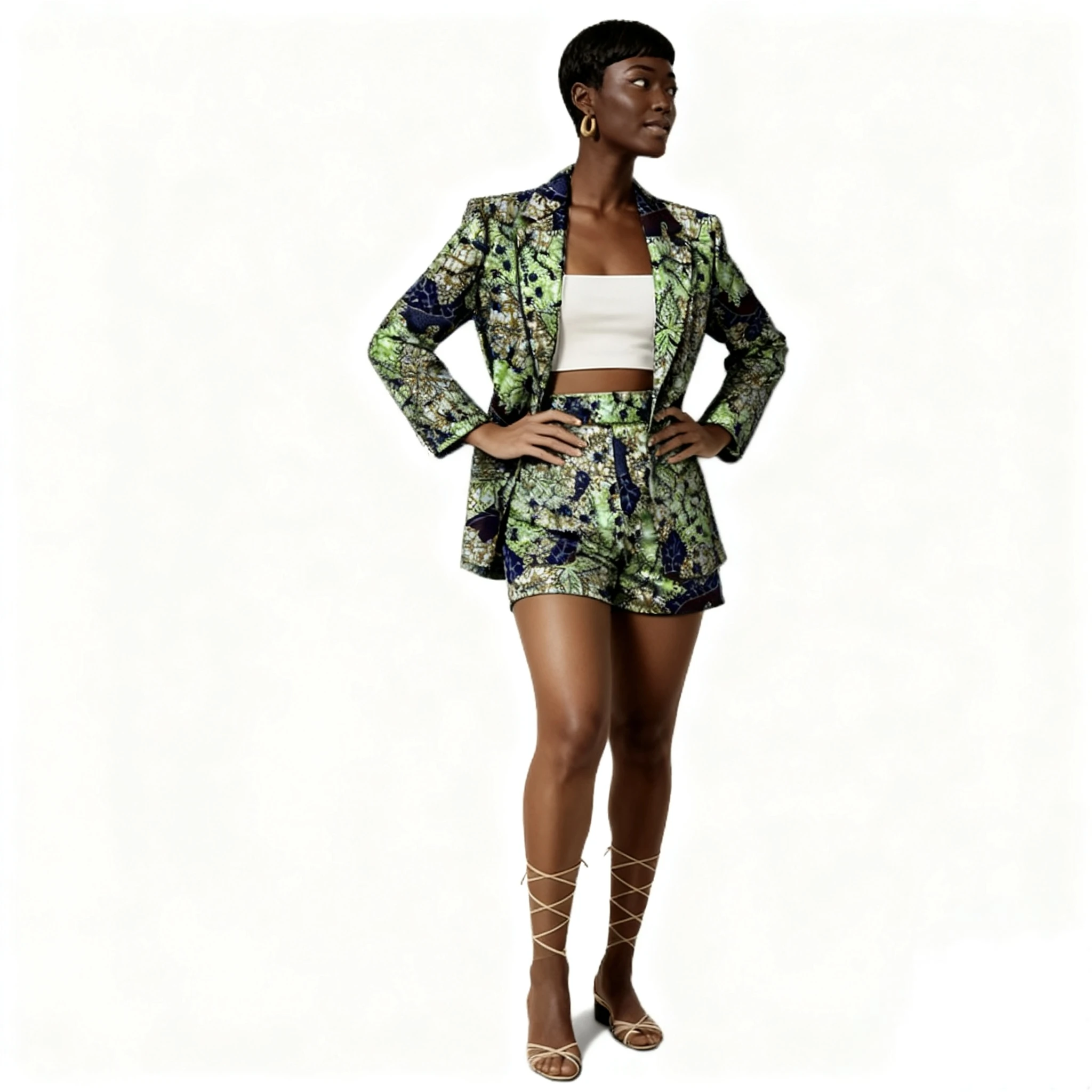 

Женский костюм в африканском стиле от кутюр, пиджаки с шортами, уникальный дизайн с принтом Дашики, женский комплект из 2 предметов, Анкара, наряд для случая