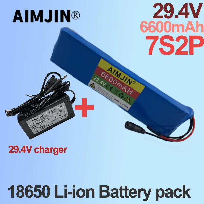 

29.4V 6.6Ah 7S2P 18650 lithium-ion battery pack, suitable for various electrical and electronic devices, bicycle batteries