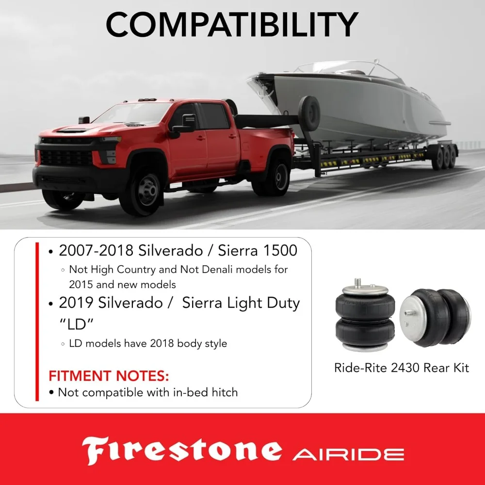 Air Spring Kit for 2007-2018 Silverado Sierra 1500 2019 Light Duty Models 5000 LBS Load Capacity Replacement Parts