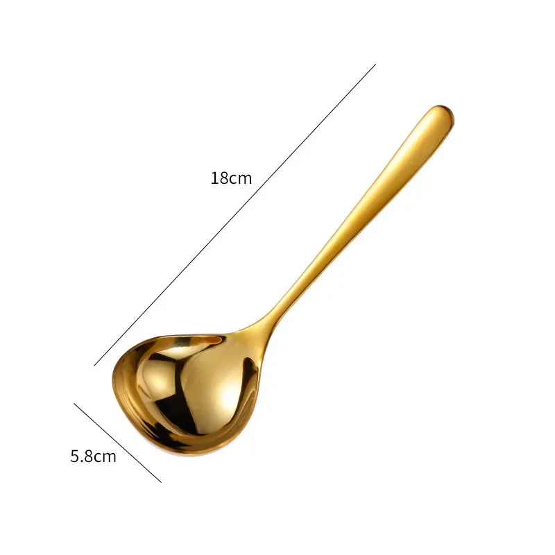 Long Handle Golden Soup Spoon Ladle Home Kitchen Tableware Stainless Steel Spoons Scoop Colander Kitchenware Cooking Utensils