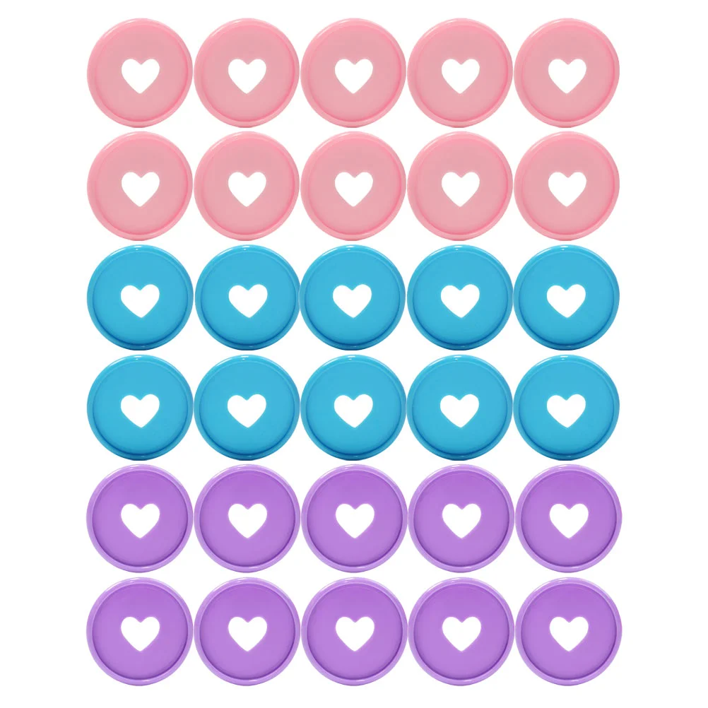 30 Pcs Heart Binding Buckle Binder Clips Plastic Discs Heart-shaped Rings Discbound Expansion Buckles Book