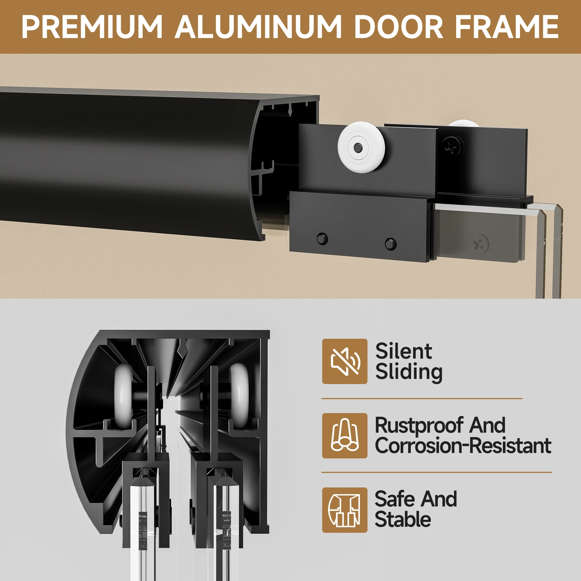SH.KL 56-60 بوصة × 57 بوصة باب دش منزلق مزدوج بإطار من الألومنيوم، باب حوض استحمام أسود غير لامع ومغلق ناعم، 1/4 بوصة (6 مم) زجاج مقسى شفاف