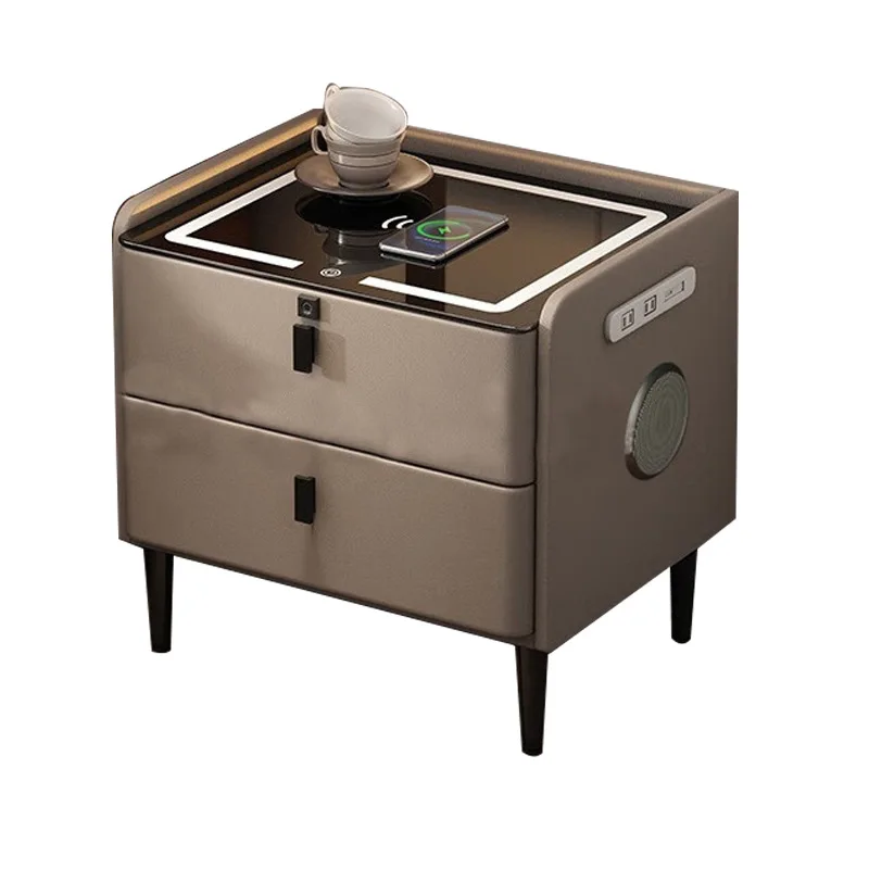 

Простая и современная умная прикроватная тумбочка, многофункциональная беспроводная зарядка, Bluetooth-аудио замок для хранения отпечатков пальцев в спальне