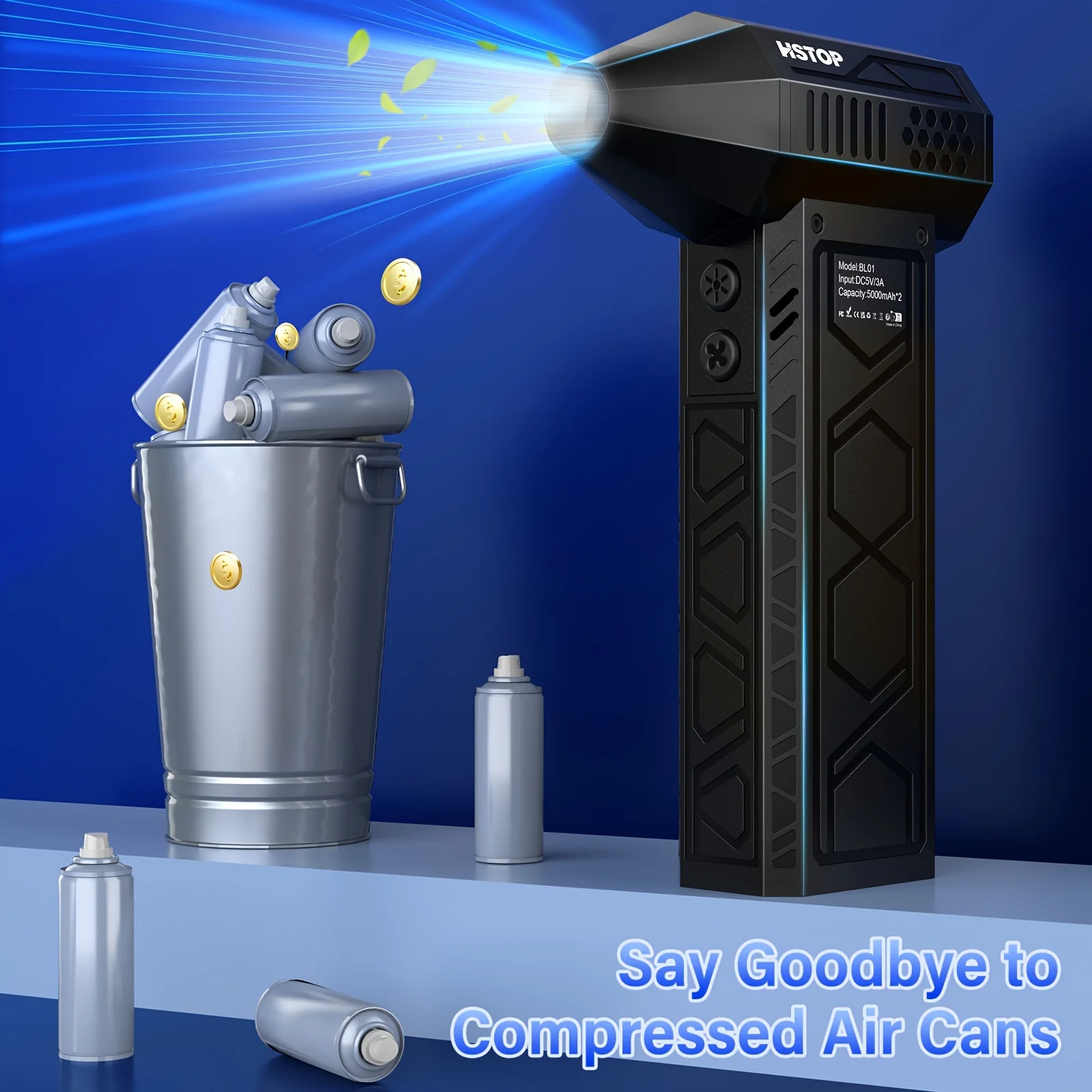 

Compressed Air Duster Removal Powerful Handheld Fan with LED Multifunctional Mini Blower Fan BBQ Ignition Snow Removal Turbofan