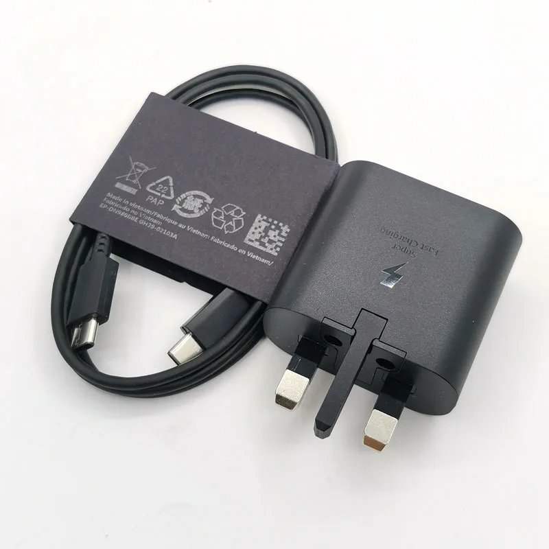 For Samsung 25W UK Charger PD Super Fast Charge Adapter For Galaxy S24 S23 S22 S21 S20 Note 20 Ultra