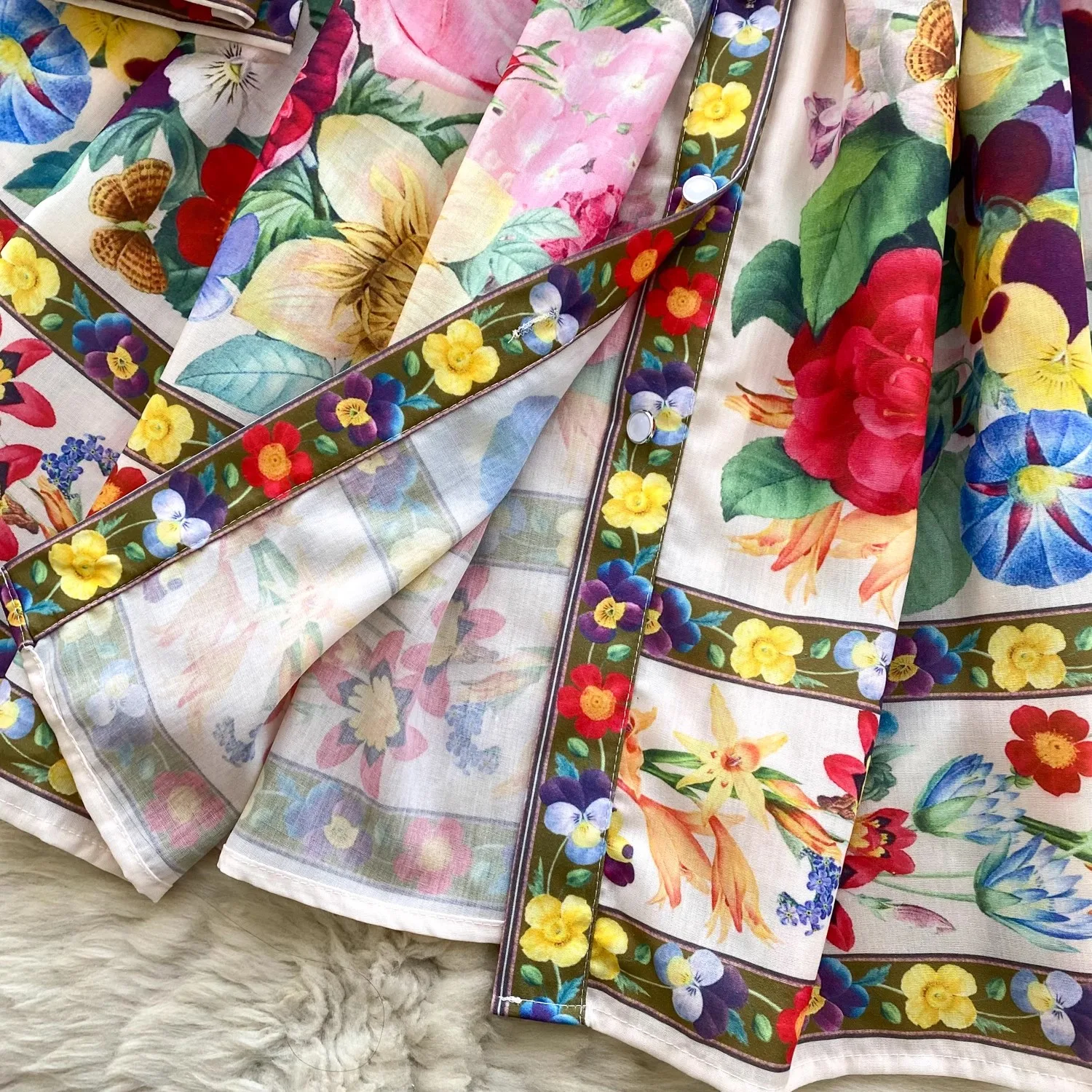 2025 primavera verão pista vestido curto feminino gola longa lanterna manga único breasted floral impressão cinto mini vestidos