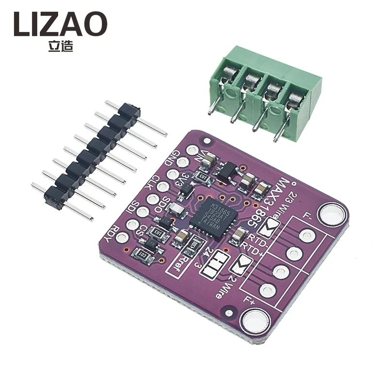 MAX31865 PT100/PT1000 RTD-to-Digital Converter Module, SPI 3.3V/5V Temperature Sensor Board