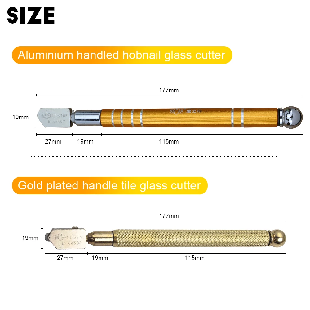 BESTIR Glass Cutter Diamond Roller Tile Glass Mirror Cutting Knife Aluminum Alloy Multifunction Portable Hand Tool Glass Cutting