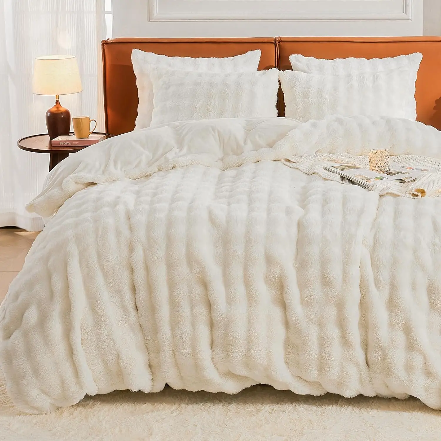 

Комплект постельного белья King Size из искусственного меха, 3 предмета: ультрамягкое пушистое одеяло с дизайном «шагги» для зимнего тепла