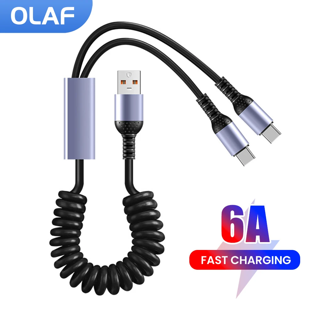 

Кабель для передачи данных Olaf 2 в 1, кабель для быстрой зарядки 6A USB Type-C/Micro для iphone, Xiaomi, Huawei, Samsung, Автомобильный USB-Кабель 1,8 м