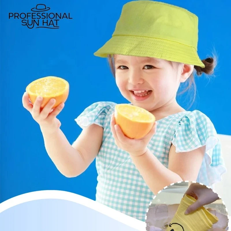 

Popular Children's Bucket Hat Smile Pattern Embroidered Baby Cute Sun Hat Summer Breathable Baby Cotton Hat for Girls and Boys