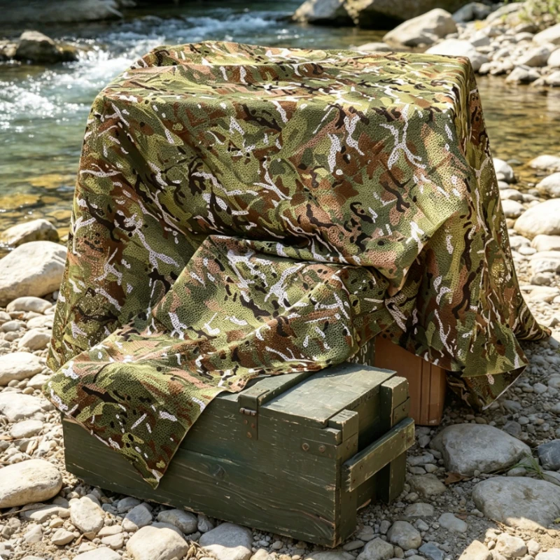 Camouflage Mesh Net for Vehicle Canopy Cover, Anti Satellite Observation Screen, Durable Polyester Fabric, Rustproof Grommets