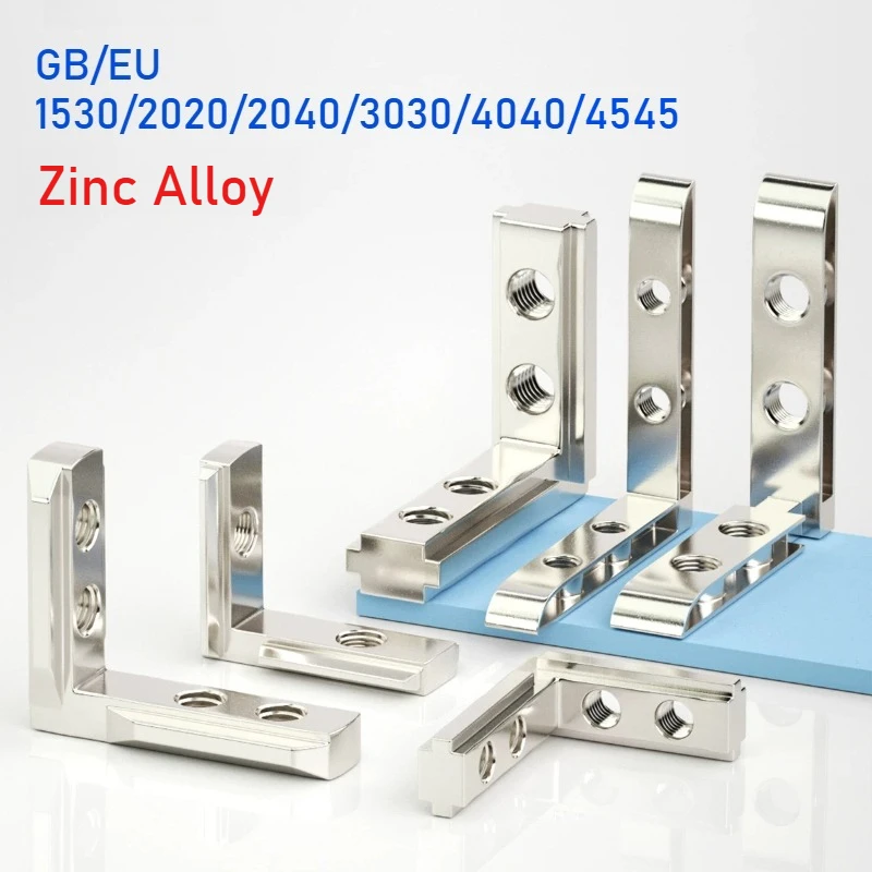 GB/EU 1530/2020/2040/3030/4040/4545 L-Shape 90-Degree Right-Angle Aluminium Connector Bracket Fasteners