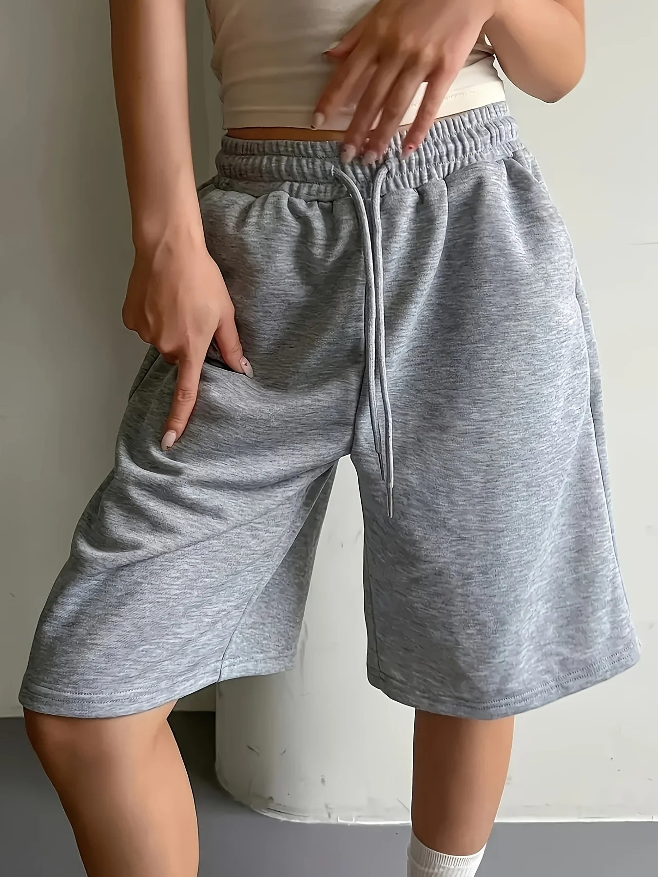 Shorts décontractés d'été pour femmes, couleur unie, taille élastique, évacuant la transpiration et respirants, adaptés au sport, à la course et au fitness