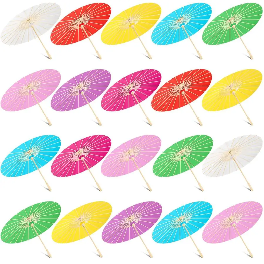 

20 Pcs Paper Umbrella 23.6 Paper Parasol DIY Decorative Gift for Wedding Chinese Umbrella for Guest Photograph Prop