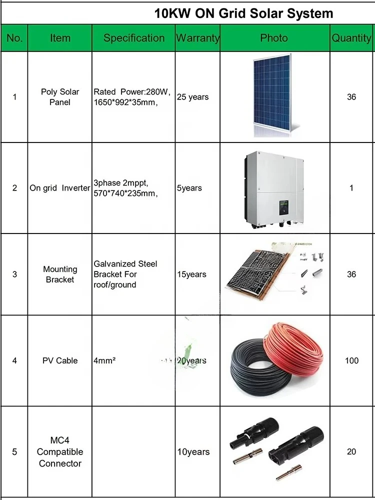 power grid tie solar system 5Kw 8Kw 10KW 12Kw 15KW 20KW complete grid solar system