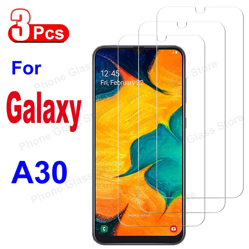 

3Pcs Screen Protector Glass For Samsung Galaxy A30 Tempered Glass Film HD Crystal Clear 9H High Aluminum Anti