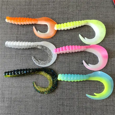 Swolfy Worms 소프트 미끼 55mm/75mm 지그 워블러 낚시 미끼 실리콘 인공 미끼 잉어베이스 미끼 Pesca 태클