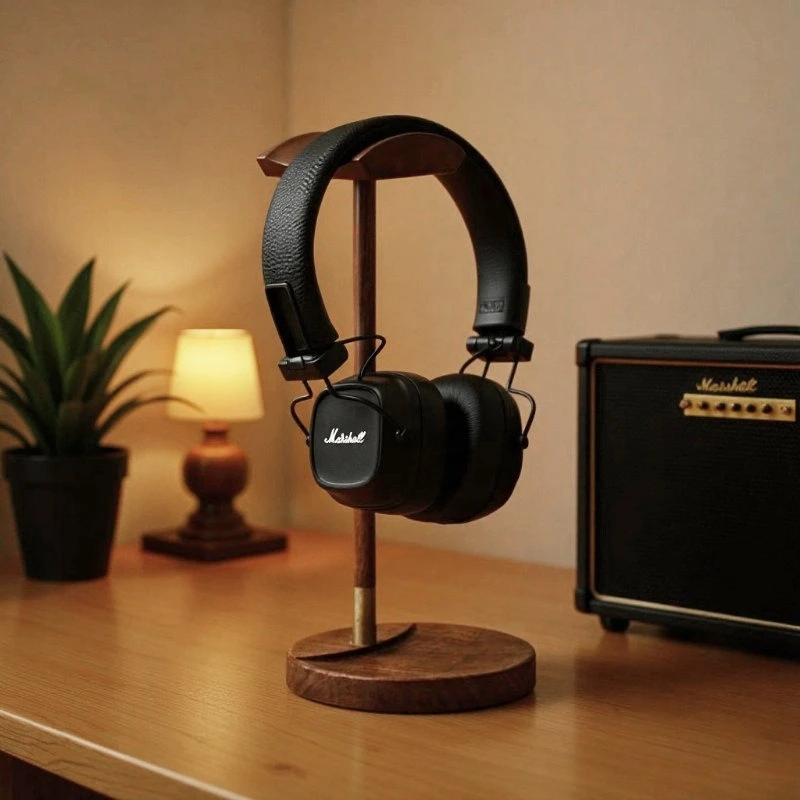 

Headset Storage Stand Desktop Solid Wood Headphones Shelf Modern Office Storage Holders Home Storage Decoration Accessories