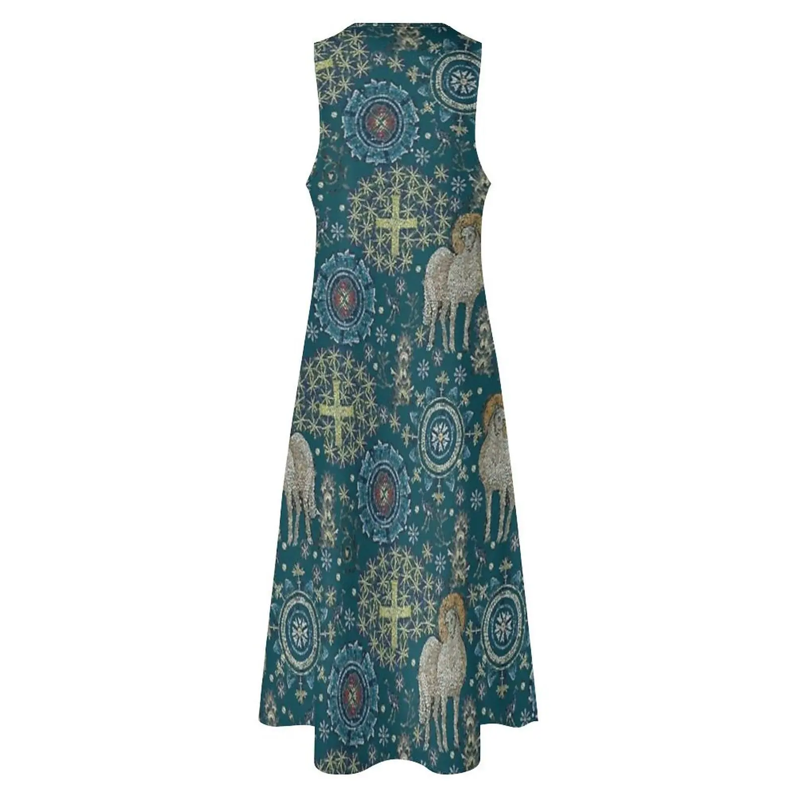 Mosaicos de Ravenna: Azul - Colección bizantina Vestido largo mujer de lujo vestido de noche vestido de verano mujer 2025 moda