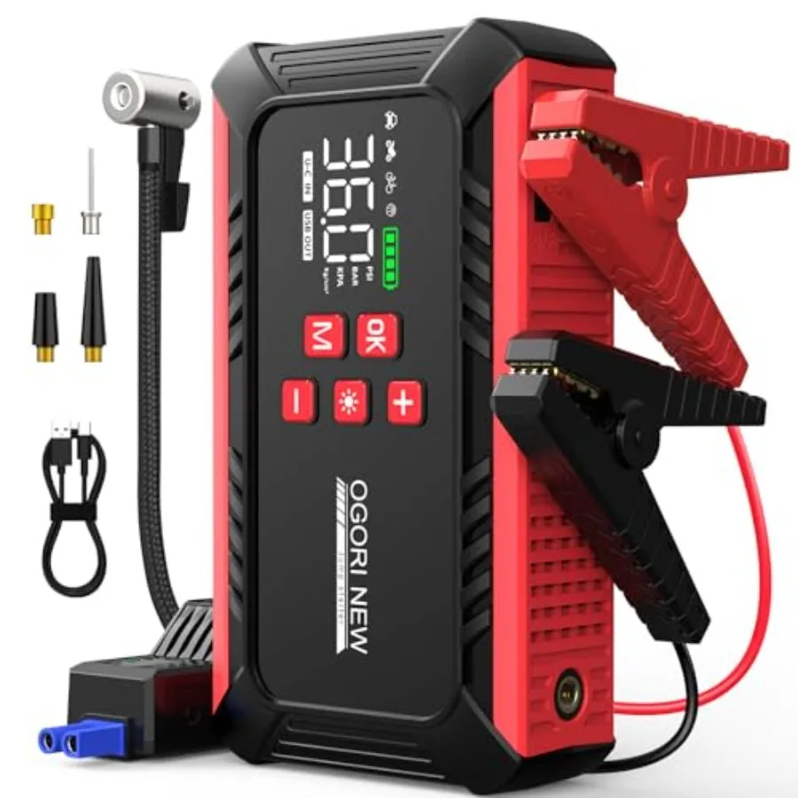 

7000A Jump Starter with Air Compressor 21800mAh Car Battery Jump Starter All Gas/16.0L Diesel with 150PSI Auto-Shutoff Tire Inf