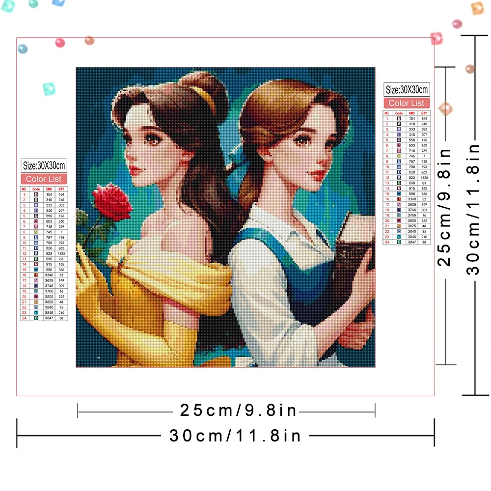 Disney Diamond Embroidery Belle Alice Painting Full Square Princess Mosaic The Little Mermaid Cross Stitch Handmade Hobby