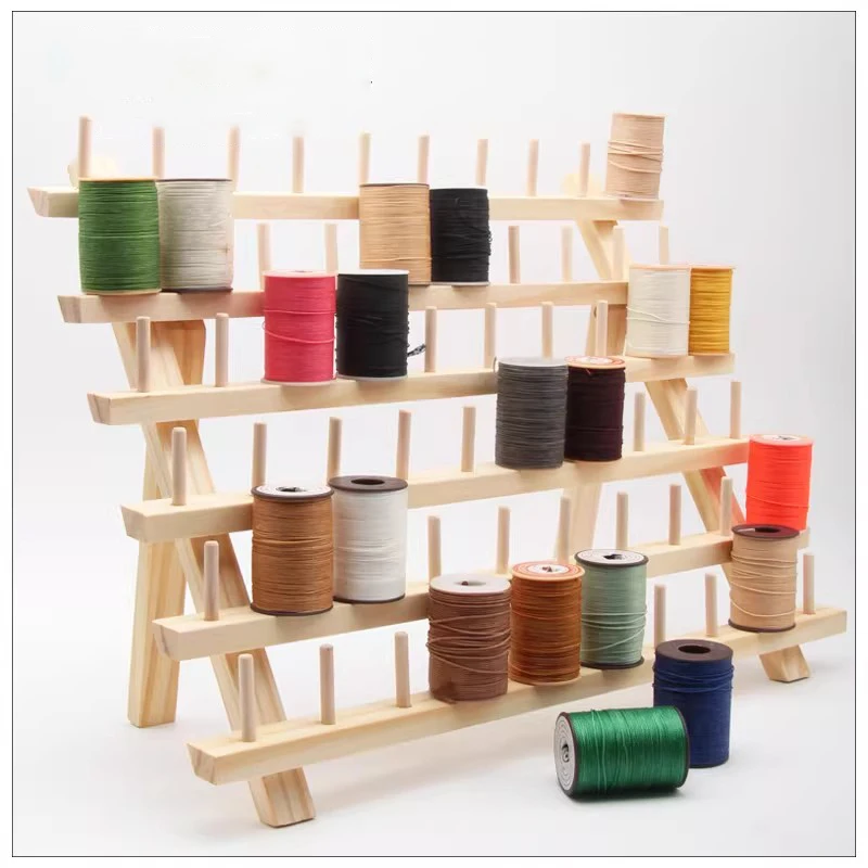 60 Spools Sewing Thread Rack Spools Roll Sewing Needlework Tools Storage Holder Foldable Wooden Thread Holder Organizer