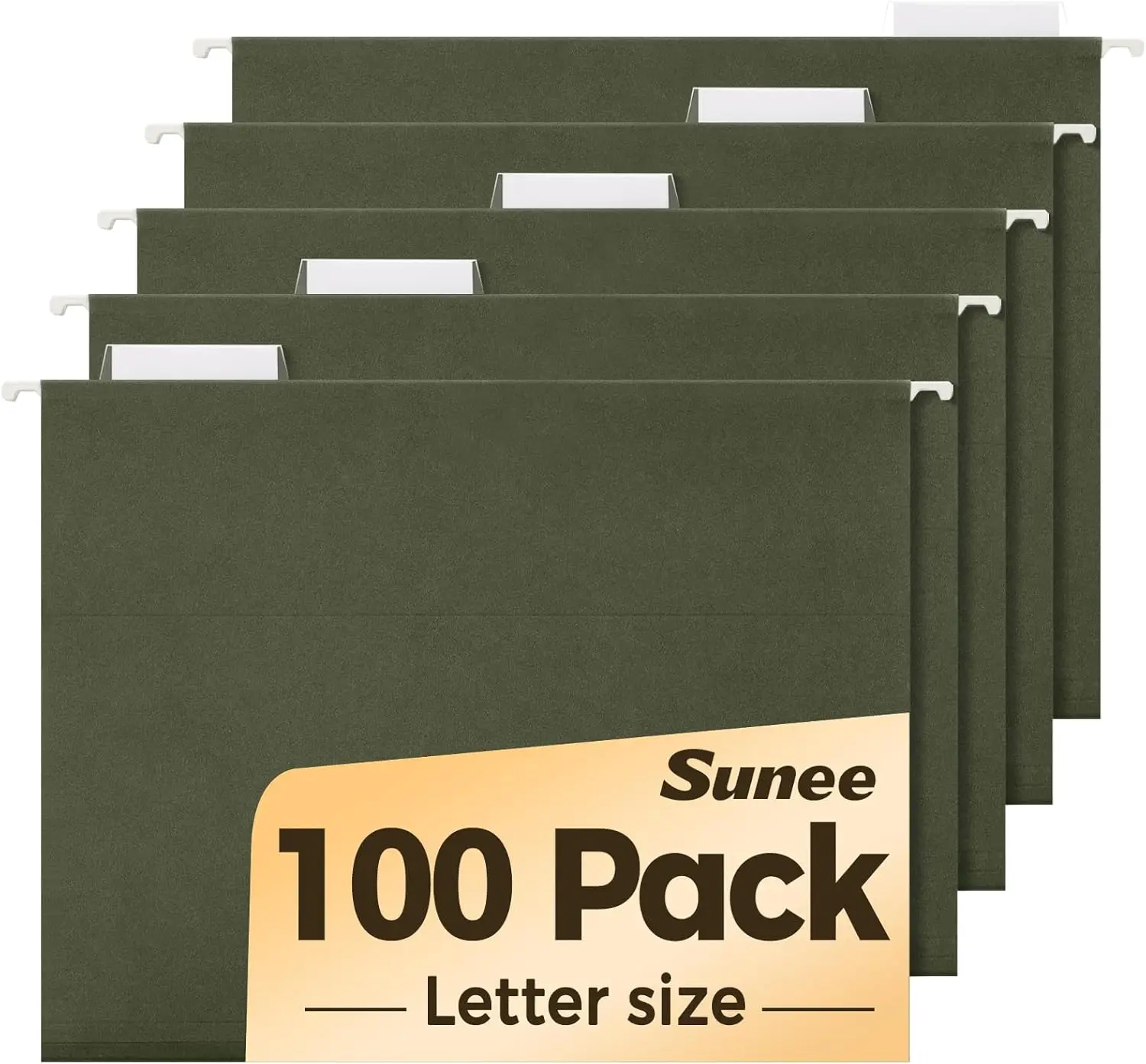 

100-Pack Reinforced Hanging File Folders, Letter Size with Adjustable Tabs for Bulky Files and Filing Cabinets in Standard Green