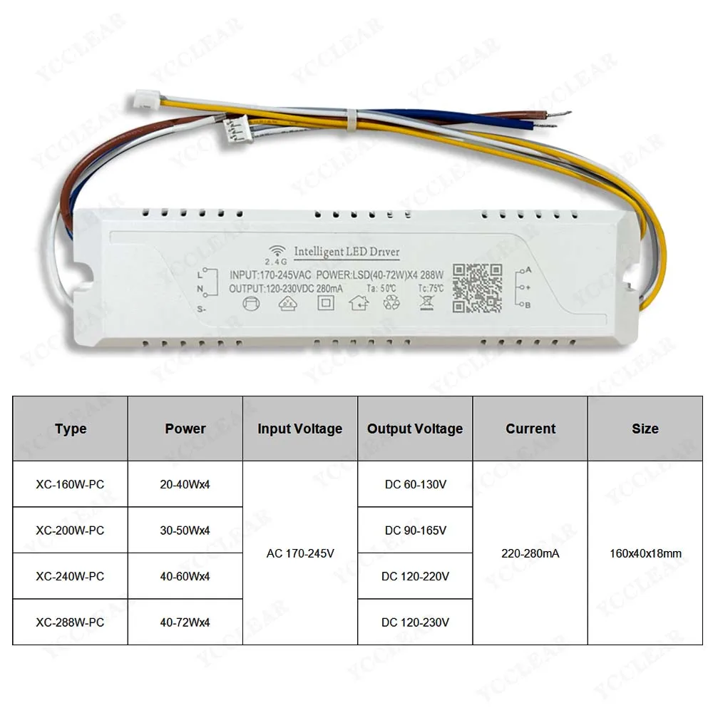 LED Driver 2.4G Remote+APP Control Lighting 160W 200W 240W 360W Transformers For Dual Colors Fexible Strip And Chandelier DIY