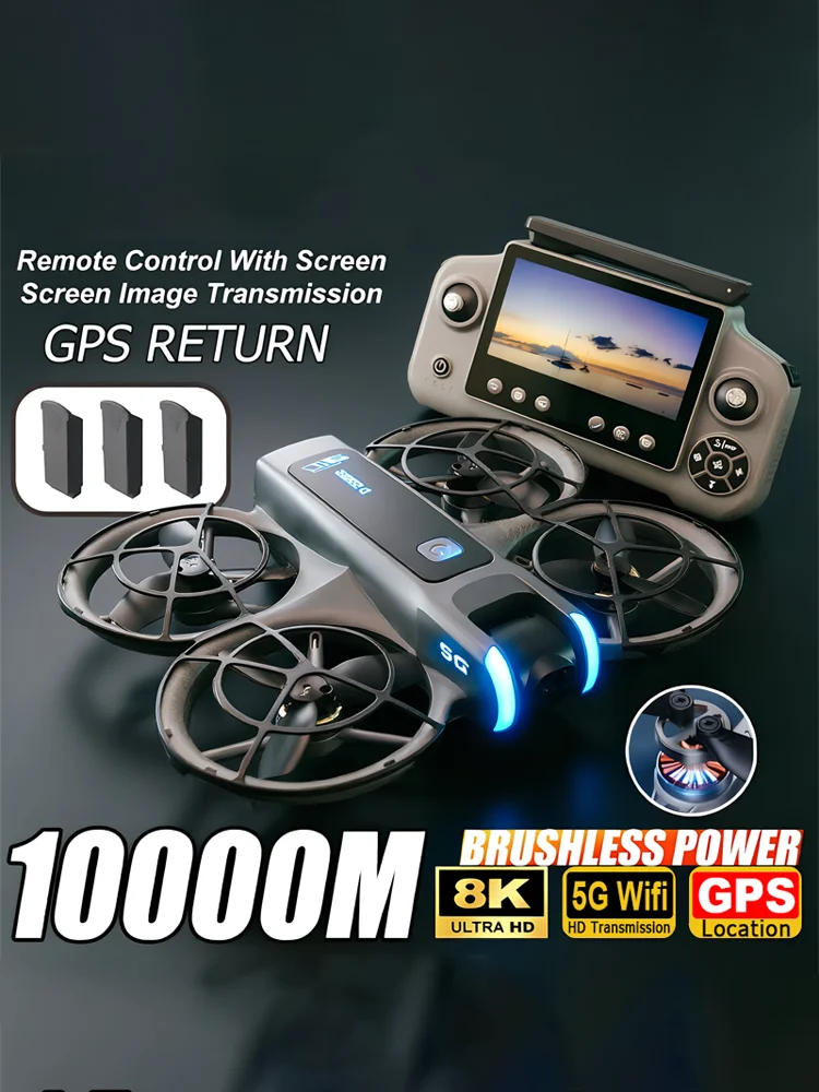 Dron Xiaomi D2 8K z inteligentnym systemem unikania przeszkód, zdalnym sterowaniem z większym ekranem, składany, z silnikiem bezszczotkowym i GPS. — 2