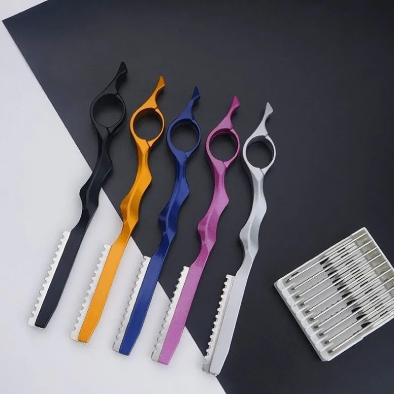 With 10-Blade Hair Thinning Razor Cutting Knife Thinner Stainless Professional Sharp Barber Hair Shaver Cutting Knife Salon Tool