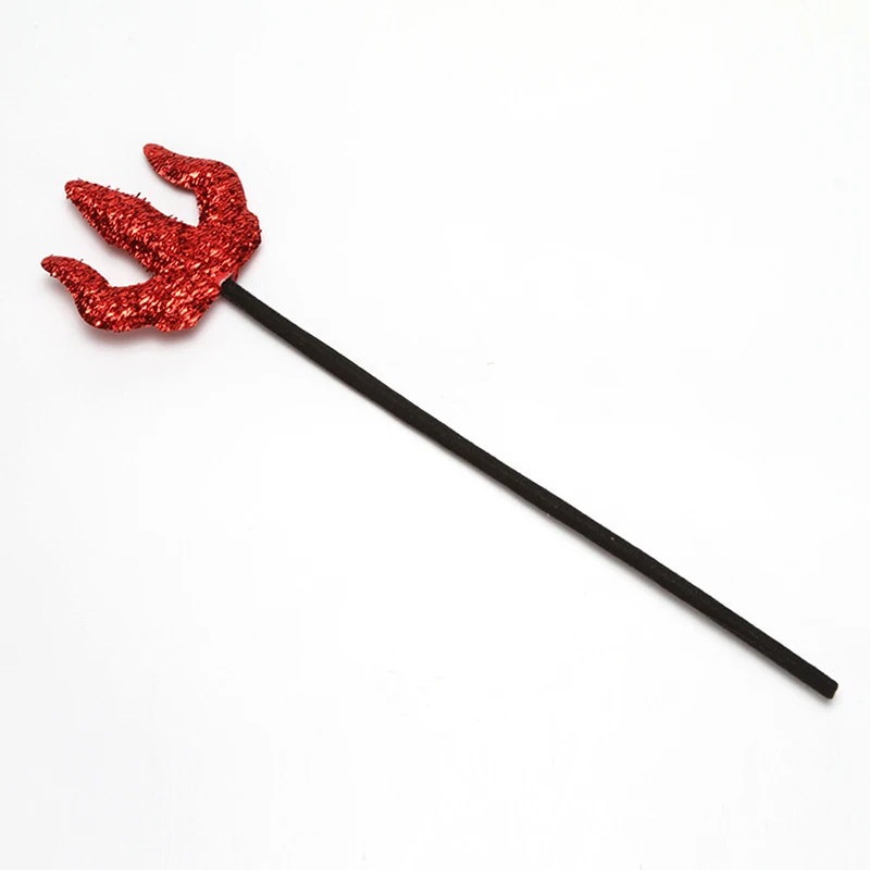 2 unids/set Halloween cuerno de buey diadema tenedor conjunto accesorios de disfraz de fiesta muletas del diablo Cosplay demonio divertido tocado rojo Decoración