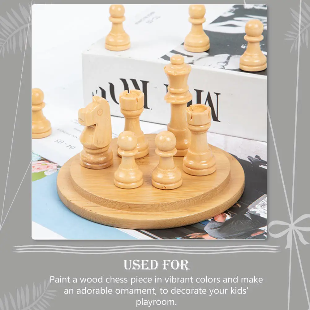 

50Pcs Unpainted Wood Chess Pieces Made of Premium Solid Wood Ideal for Kids Hands Small Size Easy Grip DIY Painting Crafts Board