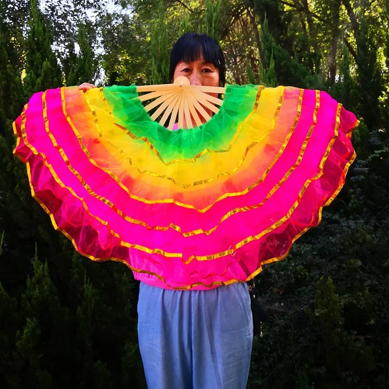 

2024 New Five-layer Gauze Fan Ode To The Motherland Dance Fan Performance Double-sided Adult Square Dance Dance Flower Fan