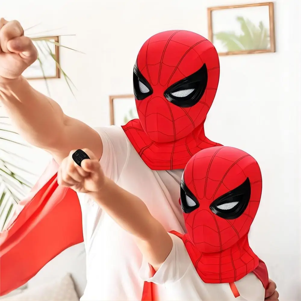 Movie Spidey Mask Eyes Glowing Remote Control Ring Superhero Toys Children Kids Halloween Cosplay Costume Mask Christmas Gifts view 4