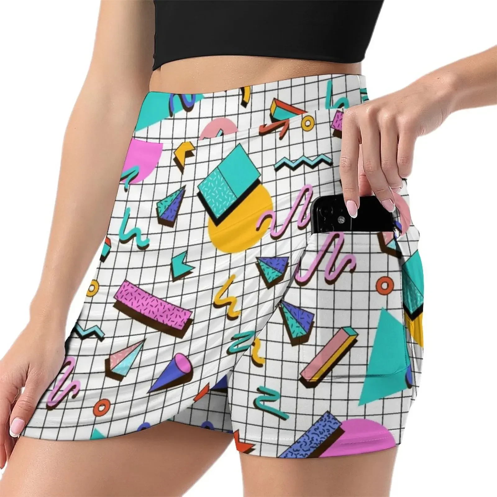 Funky 80s eighties Memphis Pattern Design Mini Skirt Women clothing Skirt pants