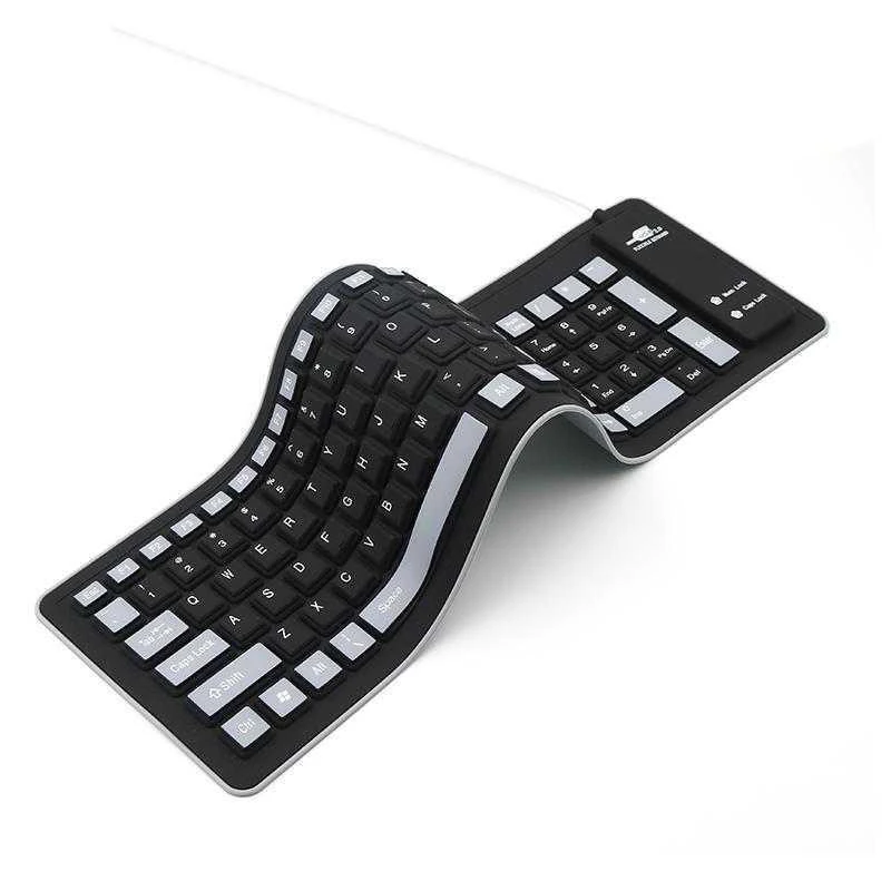 Flexible Computer Keyboard Silicone Mute USB Wired Waterproof  Folding Spanish Arabic Keyboard For Laptop PC Desktop Windows