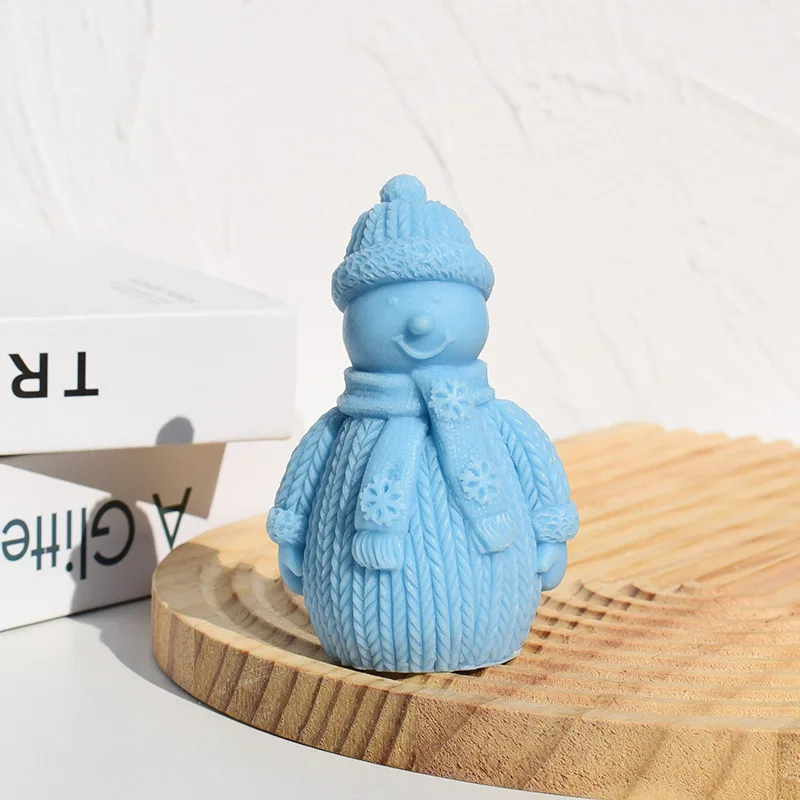 Wool Scarf Snowman Silicone Candle Mold Homemade Christmas Snowman Crafts Resin Plaster Diy Soap Chocolate Ice Cube Baking Mold