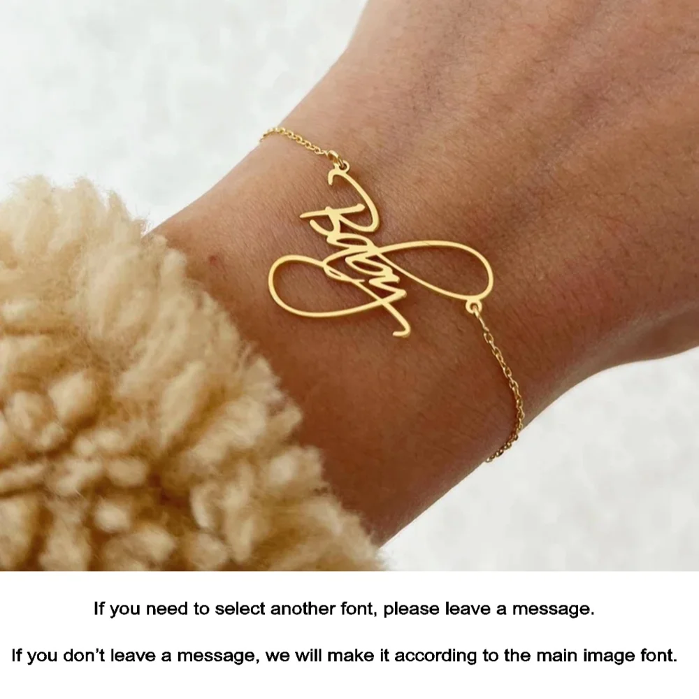 

Fashionable scribbled font custom name bracelet 18K, high-quality waterproof women's bracelet, exclusive personalized gift