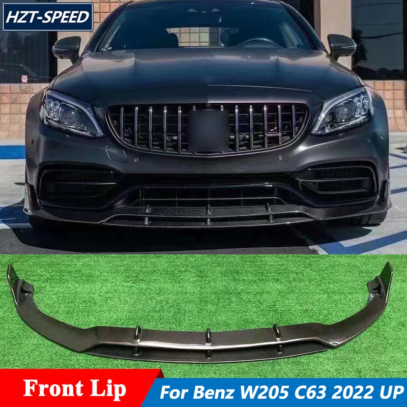 B Style Double Layers Real Carbon Fiber Material Front Bumper Lip Splitters For Mercedes Benz W205 C63 Coupe 2022