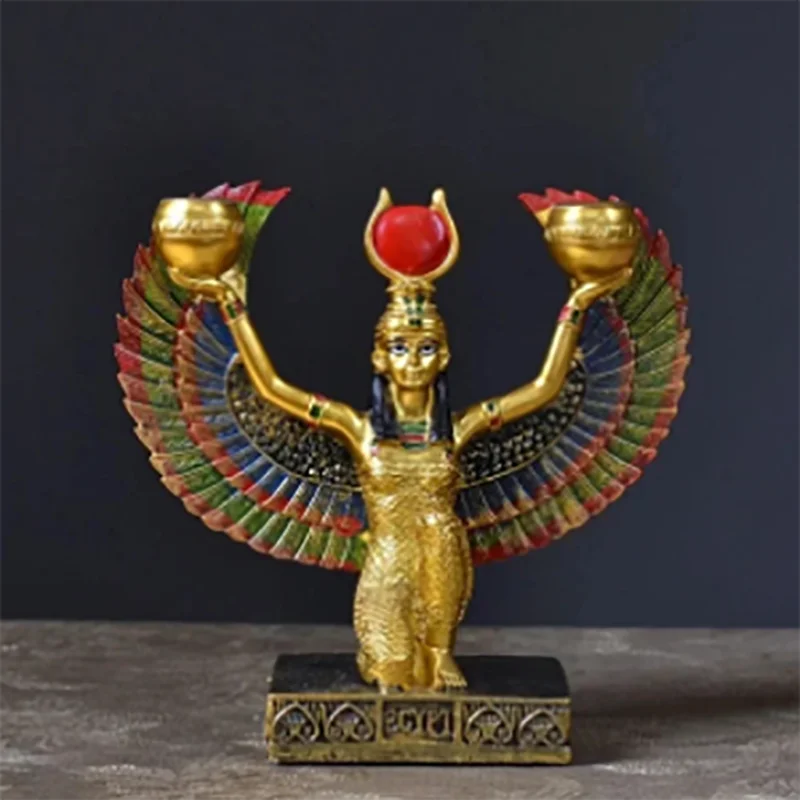 

Egyptian Mythology Goddess Isis Souvenir Statue Creative Queen Candlestick Decoration Desktop Figurines