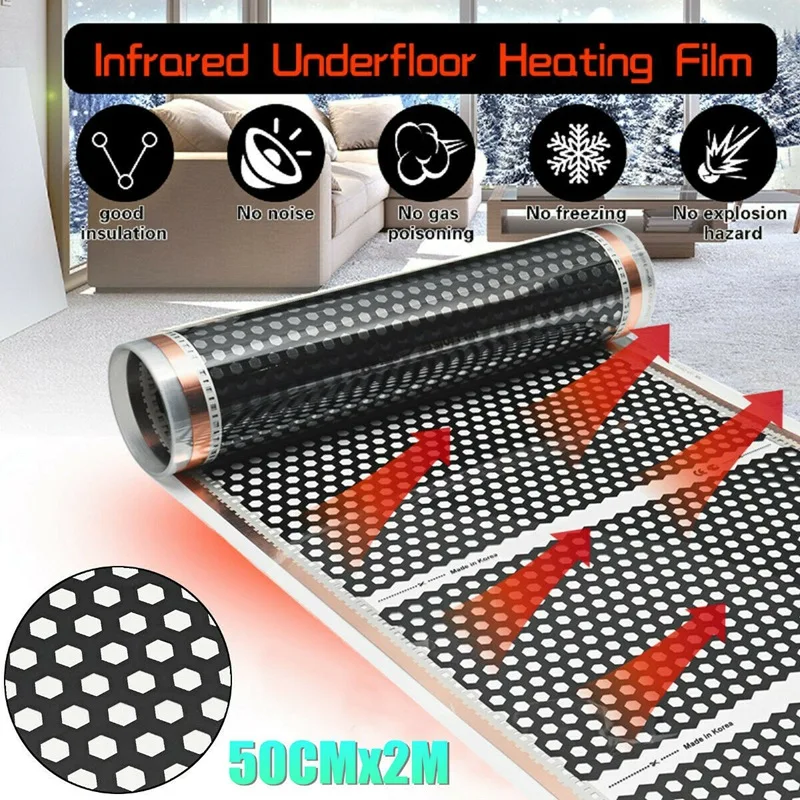 Floor Heating 50Cmx2m Honeycomb Heater Electric Infrared Heated Floor Film 220V