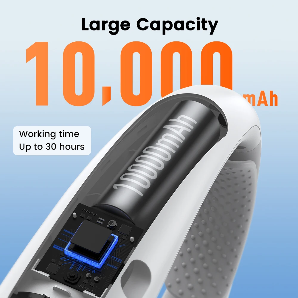 Warmco 10000mAh Portable Neck Fan 4-Speed Rechargeable Personal Fan 360°Cooling 24H Runtime Wearable Fan for Office Travel Gifts image 5